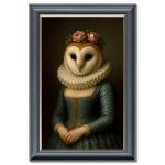 Regal Beast - Milady Owl Velvet Print - Grey Frame - 115x75cm