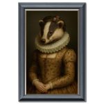 Regal Beast - Mistress Badger Velvet Print - Grey Frame - 115x75cm