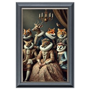 Regal Beasts Velvet Print - Grey Frame - 115x75cm