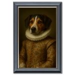 Regal Beast - Sir Francis Dog Velvet Print - Grey Frame - 115x75cm