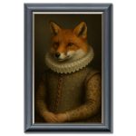 Regal Beast - The Devious Lord Fox Velvet Print - Grey Frame - 115x75cm