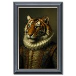 Regal Beast - The Rt Hon Lord Tiger Velvet Print - Grey Frame - 115x75cm