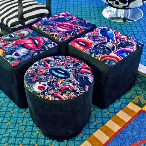 Feblands Tattoo Inspired Velvet Drum Stools at Tatcon Blackpool 2025