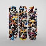 Bag of Dogs Triplicate Design Fabric Skateboard Deck