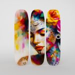 Flowers in Her Hair Triplicate Design Fabric Skateboard Deck