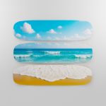 Ocean Wave Triplicate Design Fabric Skateboard Deck