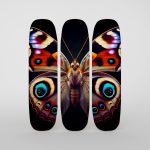 Red Admiral Moth Triplicate Design Fabric Skateboard Deck