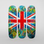 Union Jack Graffiti Triplicate Design Fabric Skateboard Deck