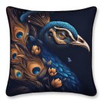 Feather Filled Cushion - Blue Peacock Design