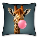 Feather Filled Cushion - Bubblegum Giraffe Design