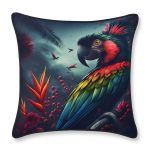Feather Filled Cushion - Dark Parrot Design