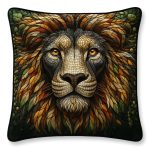 Feather Filled Cushion - Glass Lion Head Design