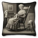 Feather Filled Cushion - Headless Knitting Lady Design