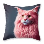 Feather Filled Cushion - Pink Maine Coon Design