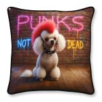 Feather Filled Cushion - Punks Not Dead Poodle Design