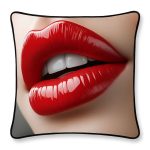 Feather Filled Cushion - Red Lips Design
