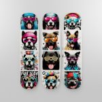 Funky Dogs Triplicate Design Fabric Skateboard Deck