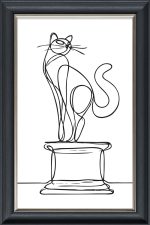 Cat on Podium - 60x40cm - Velvet Printed Frame