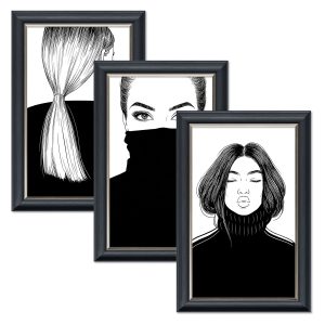 Good Hair Day Triptych - 60x40cm - Velvet Printed Frame