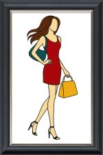 Shopping Lady Red Dress Design - 60x40cm - Velvet Printed Frame
