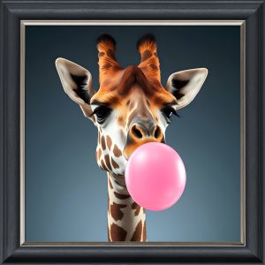 Bubblegum Giraffe - Velvet Printed Frame