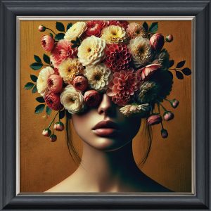 Flower Face Lady - Velvet Printed Frame