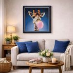 Velvet illusion frame - Bubblegum giraffe