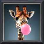 Bubblegum Giraffe - Velvet Printed Frame