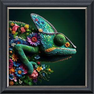 Floral Chameleon - Velvet Printed Frame
