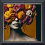 Flower Face Lady Left - Velvet Printed Frame