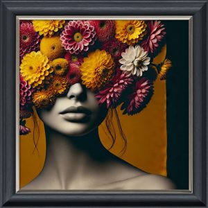 Flower Face Lady Left - Velvet Printed Frame