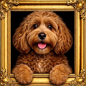 Brown Cockapoo gold ornate frame