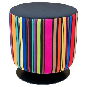 Rainbow Stripe Fabric Swivel Stool