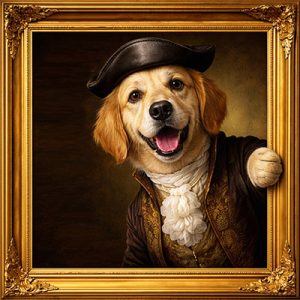Gentleman dog gold ornate frame