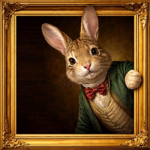 Gentleman rabbit gold ornate frame