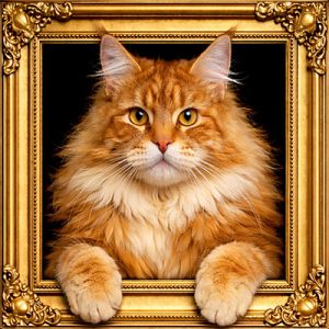 Ginger cat gold ornate frame