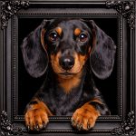 Dachshund Illusion Ornate Black Frame