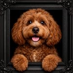 Brown Cockapoo Dog Illusion Ornate Black Frame