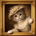 Lady Cat Illusion Ornate Gold Frame