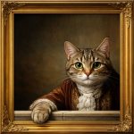 Gentleman Cat Illusion Ornate Gold Frame