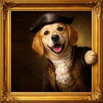 Gentleman Labrador Dog Illusion Ornate Gold Frame