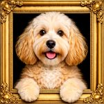 Cockapoo Dog Illusion Ornate Gold Frame