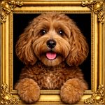 Brown Cockapoo Dog Illusion Ornate Gold Frame