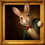 Gentleman Rabbit Illusion Ornate Gold Frame