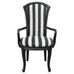 Black and White Stripe Arm Chair - Front