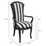 Black and White Stripe Arm Chair - Dimensions