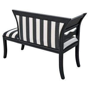 Black and White Stripe Fabric Chaise - Back