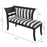 Black and White Stripe Fabric Chaise - Dimensions