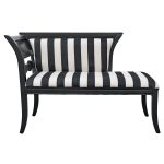 Black and White Stripe Fabric Chaise - Front