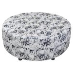 Large Round Floral Buttoned Pouffe
